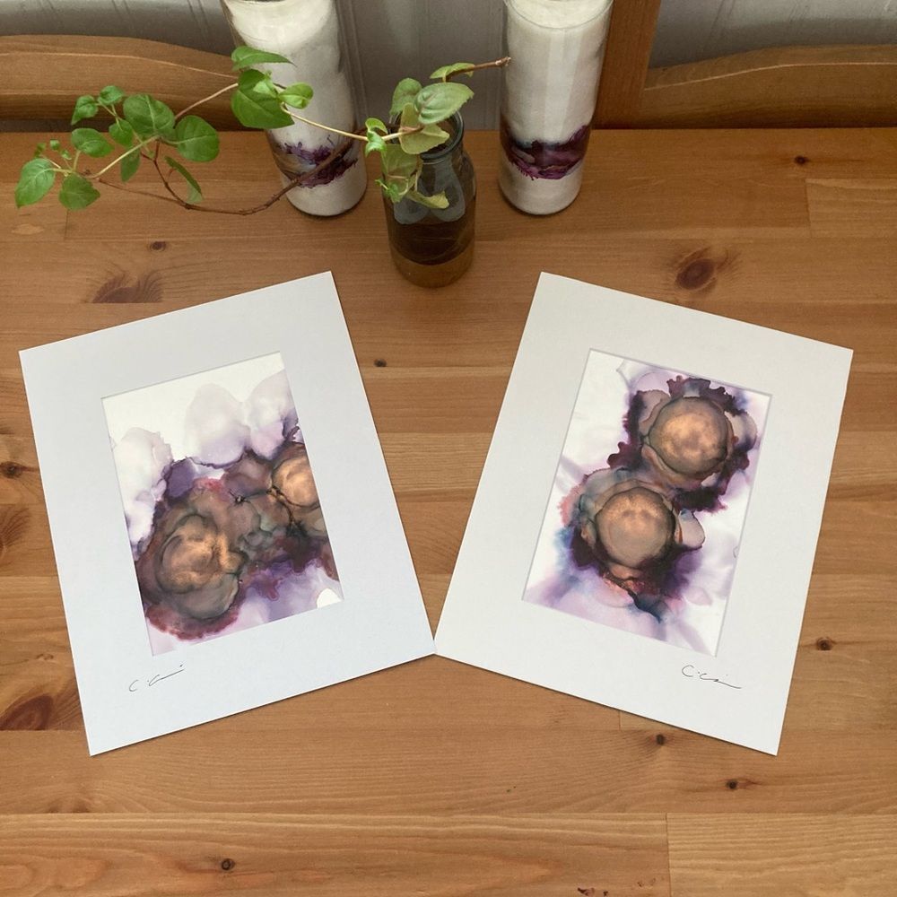 New Original Signed Artwork Colorful Alcohol Ink on Paper